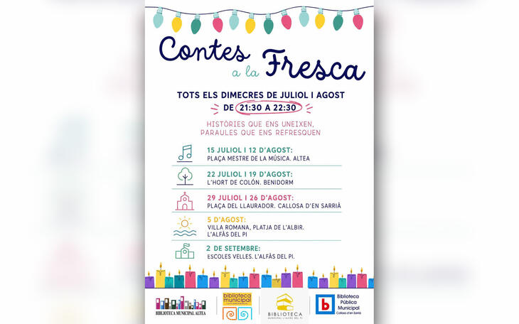 Las bibliotecas de Benidorm, l’Alfàs del Pi, Altea y Callosa se unen para recuperar la tradición de la narración oral con ‘Contes a la Fresca’